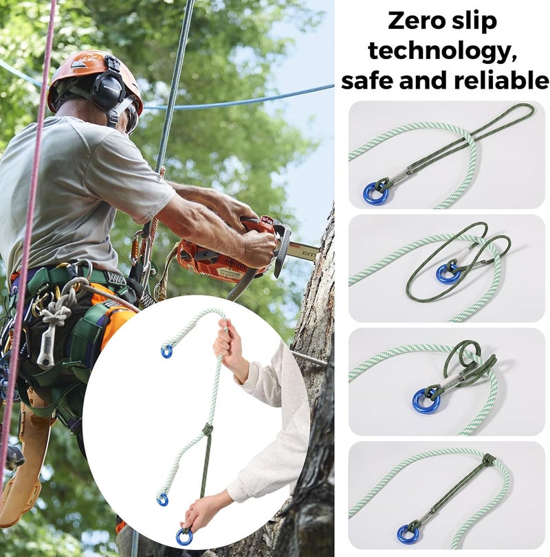 KINGTLE 6mm Prusik Loop Cord - Polyester, 48cm Length Double Braid Rope with Rappel Ring, Polyester Aramid Construction 12kN Load Capacity, Zero-Slip Grip (Green) - Image 4
